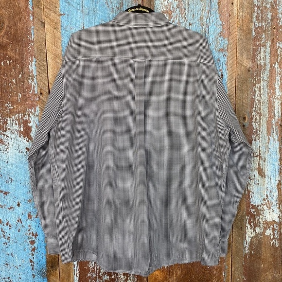 Chaps Navy Gingham Checked Long Sleeve Button Down Shirt Size XXL - Picture 5 of 5